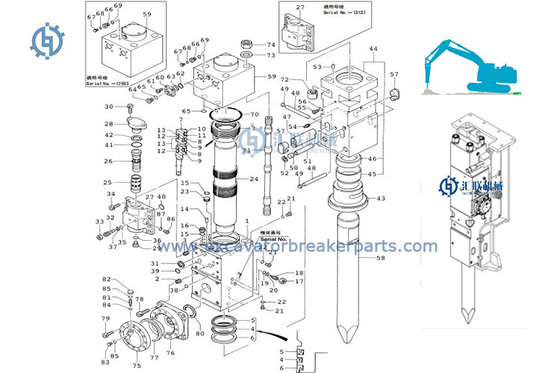 Van de de Hamerpercussie van Furukawa Hydraulic Breaker Parts HB15G HB20G HB30G de Zuigercilinder